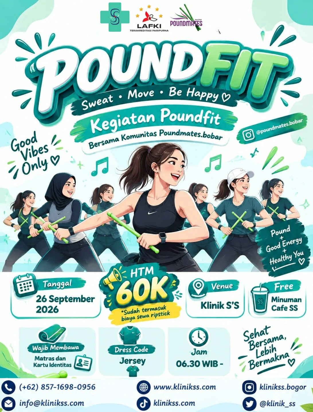 Poster kegiatan PoundFit Klinik S'S pada 26 September 2026